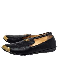 Giuseppe Zanotti Black Croc Embossed Leather Slip On Loafers Size 37.5