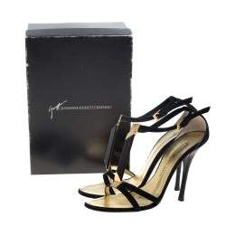 Pre Owned Giuseppe Zanotti Black Suede T Strap Sandals Size 38.5