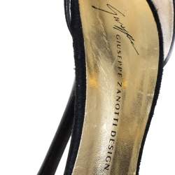 Pre Owned Giuseppe Zanotti Black Suede T Strap Sandals Size 38.5