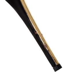 Pre Owned Giuseppe Zanotti Black/Gold Croc Embossed Leather Peep Toe Platform Slingback Sandals Size 38