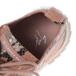 Pre Owned Giuseppe Zanotti Beige Python-Embossed Leather Sneaker Size 40.5