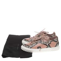 Pre Owned Giuseppe Zanotti Beige Python-Embossed Leather Sneaker Size 40.5
