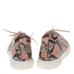 Pre Owned Giuseppe Zanotti Beige Python-Embossed Leather Sneaker Size 40.5