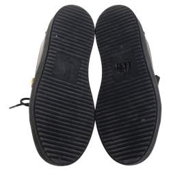 Pre Owned Giuseppe Zanotti Black Leather And Patent Leather Double Zipper May London Low Top Sneakers Size 38.5