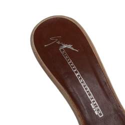 Giuseppe Zanotti Brown Leather Buckle Detail Slide Sandals Size 40