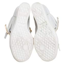 Pre Owned Giuseppe Zanotti White Croc Embossed Leather High Top Wedge Sneakers Size 37