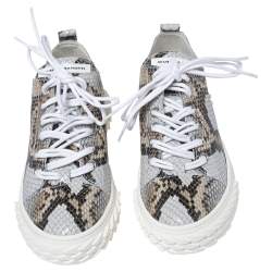 Pre Owned Giuseppe Zanotti Multicolor Python Embossed Leather Low Top Sneakers Size 40.5