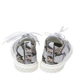 Pre Owned Giuseppe Zanotti Multicolor Python Embossed Leather Low Top Sneakers Size 40.5