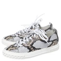 Pre Owned Giuseppe Zanotti Multicolor Python Embossed Leather Low Top Sneakers Size 40.5
