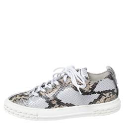 Pre Owned Giuseppe Zanotti Multicolor Python Embossed Leather Low Top Sneakers Size 40.5