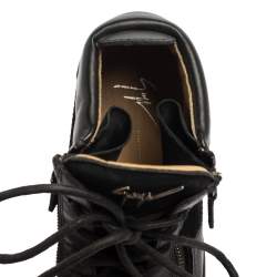 Pre Owned Giuseppe Zanotti Black Suede And Leather High Top Sneakers Size 38.5