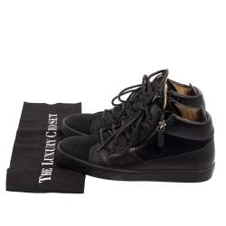 Pre Owned Giuseppe Zanotti Black Suede And Leather High Top Sneakers Size 38.5