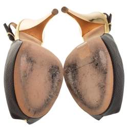 Pre Owned Giuseppe Zanotti Brown Leather Platform Peep Toe Slingback Sandals Size 36