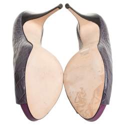 مملوكة مسبقًا حذاء كعب عالي جوسيبي زانوتي جلد نقشة التمساح رصاصي مقدمة مفتوحة نعل سميك مقاس 40