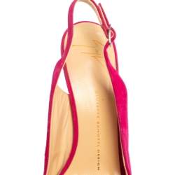 Pre Owned Giuseppe Zanotti Pink Suede Peep Toe Slingback Platform Sandals Size 38