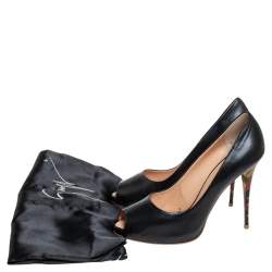 Pre Owned Giuseppe Zanotti Black Leather Peep Toe Pumps Size 40