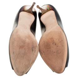 Pre Owned Giuseppe Zanotti Black Leather Peep Toe Pumps Size 40