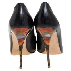 Pre Owned Giuseppe Zanotti Black Leather Peep Toe Pumps Size 40