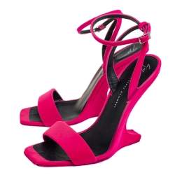 Pre Owned Giuseppe Zanotti Pink Suede Square Toe Miss Unfinished Sandals Size 38