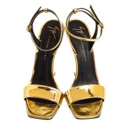 مملوكة مسبقًا Giuseppe Zanotti Gold Leather  Picard Ankle Strap Sandals Size 38