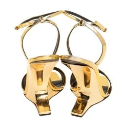 مملوكة مسبقًا Giuseppe Zanotti Gold Leather  Picard Ankle Strap Sandals Size 38