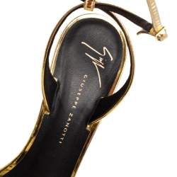 مملوكة مسبقًا Giuseppe Zanotti Gold Leather  Picard Ankle Strap Sandals Size 38