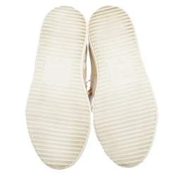 Pre Owned Giuseppe Zanotti White/Cream Velvet And Leather Frankie Low Top Sneakers Size 36