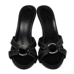 Pre Owned Giuseppe Zanotti Black Leather Strappy Slide Sandals Size 37