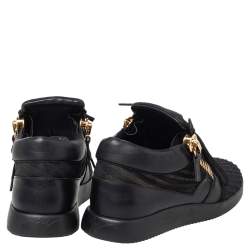 Giuseppe Zanotti Black Suede And Leather Low Top Sneakers Size 37