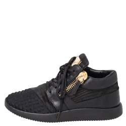 Giuseppe Zanotti Black Suede And Leather Low Top Sneakers Size 37