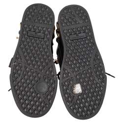 Pre Owned Giuseppe Zanotti Black Leather Chain Embellished Low Top Sneakers Size 38