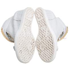 Pre Owned Giuseppe Zanotti White Croc Embossed Leather Lorenz Wedge High Top Sneakers Size 39