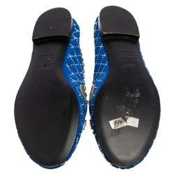 Pre Owned Giuseppe Zanotti Blue Suede Studded Smoking Slippers Size 39
