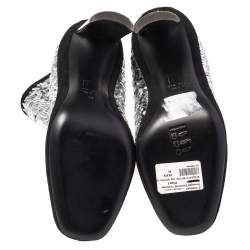 Giuseppe Zanotti Silver Sequin Embellished Ankle Boots Size 36