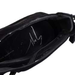 Pre Owned Giuseppe Zanotti Black Suede Buckle Detail Platform Cage Sandals Size 40