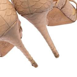 Pre Owned Giuseppe Zanotti Beige Python Embossed Leather Strappy Sandals Size 38.5
