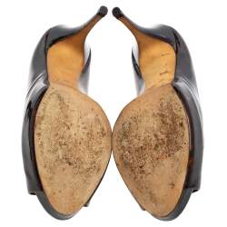 Giuseppe Zanotti Brown Tortoise Shell Patent Leather Peep Toe Platform Pumps Size 39