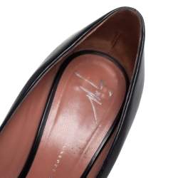 Pre Owned Giuseppe Zanotti Black Leather and Suede Crystal Embellished Peep Toe Pumps Size 37.5