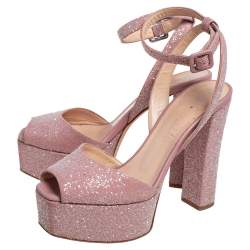 Pre Owned Giuseppe Zanotti Pink Fabric Sequin Embellished Lavinia Sandals Size 38