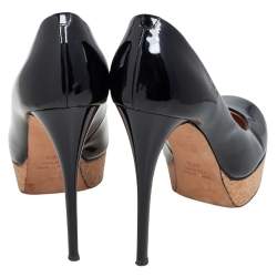 Giuseppe Zanotti Black Patent Leather Cork Platform Pumps Size 38.5