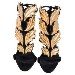 Pre Owned Giuseppe Zanotti Black Suede Coline Wings Sandals Size 40