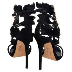 Pre Owned Giuseppe Zanotti Black Suede Coline Wings Sandals Size 40