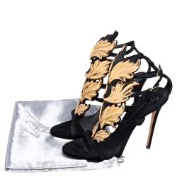 Pre Owned Giuseppe Zanotti Black Suede Coline Wings Sandals Size 40