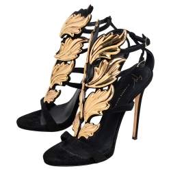 Pre Owned Giuseppe Zanotti Black Suede Coline Wings Sandals Size 40