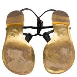 مملوكة مسبقًا Giuseppe Zanotti Gold/Black Suede and Leather Thong Flats Size 38.5