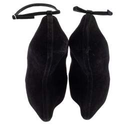 Pre Owned Giuseppe Zanotti Black Suede Heelless Peep Toe Platform Pumps Size 39