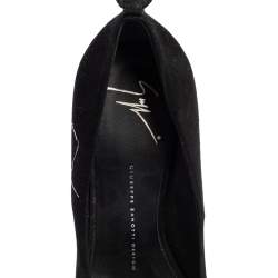 Pre Owned Giuseppe Zanotti Black Suede Heelless Peep Toe Platform Pumps Size 39