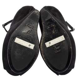 Pre Owned Giuseppe Zanotti Black Suede Heelless Peep Toe Platform Pumps Size 39