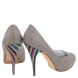 Giuseppe Zanotti Grey Fabric  Peep Toe Pumps Size 39