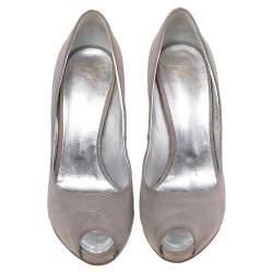 Giuseppe Zanotti Grey Fabric  Peep Toe Pumps Size 39